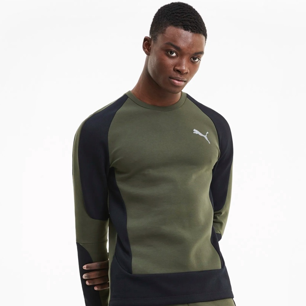 PUMA Men’s Evostripe Crew on Forest/Black